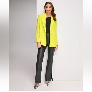 DKNY NWT Patch Pocket One-Button Yellow Blazer Modern Fit Lightweight Size XS
